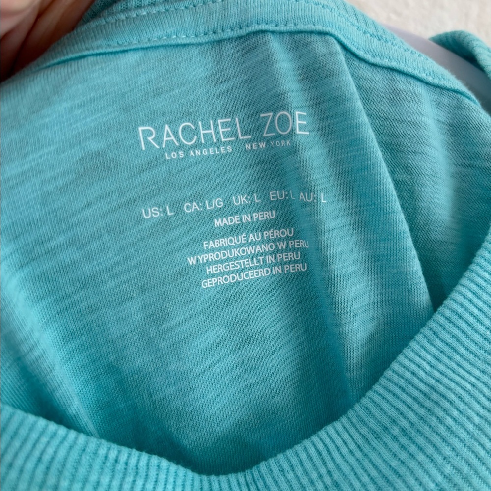 Rachel Zoe Turquoise Pima Cotton Sleeveless Tank Top L - Picture 5 of 6